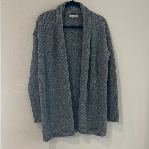 Cozy Gray Wool Open Front Cardigan - Picture 4 of 6